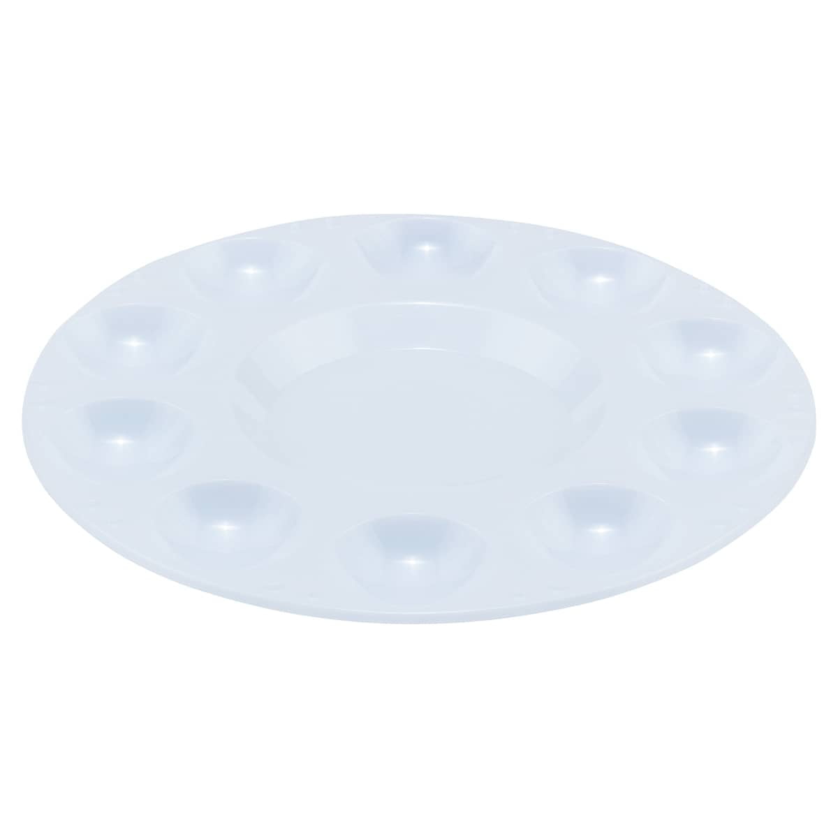 Creative Mark 10-Well Round Plastic Paint Palette - Pack of 12, Durable, Reusable, Solvent-Resistant, with Oversized Paint Wells Mixing and Color Theory - 7.4ml (0.25oz) Per Well