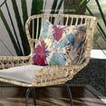 thumbnail image 2 of Amrita Sen Designs  16 x 16 in. Hawaii Floral Duo Broadcloth Indoor & Outdoor Blown & Closed Pillow - White, Blue & Red, 2 of 5