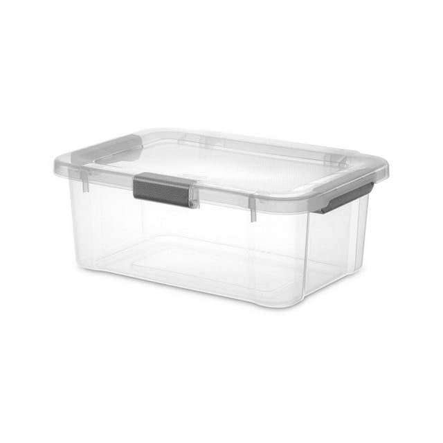 Sterilite Boîte de Rangement avec Couvercle à Charnière 19L Gris Plat