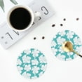 thumbnail image 4 of Lsque Vintage Floral Pattern 4" Drink Coasters Set of 4, PVC Leather Absorbent Coasters, Table Coaster Set Decorative Coffee Cup Coasters Housewarming Gift -Round Shape, 4 of 6