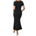thumbnail image 3 of INSPIRE CHIC Womens Maternity Dress Fishtail Hem Bodycon Fitted Ribbed Maxi Dresses Before During After Pregnant Black M, 3 of 6