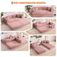thumbnail image 3 of Modular Convertible Sofa Bed – 78.8" Oversized Sleeper Futon with Adjustable Armrests, 2 Pillows, Soft Corduroy, No Assembly, Collapsible Couch for Living Room, Bedroom, Apartment – Corduroy | Pink, 3 of 8