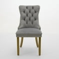 thumbnail image 2 of Set of 2 High-end Tufted Dining Chairs, Solid Wood Frame, Velvet Upholstery, Golden Wood Legs, Nailhead Trim, Milky White, 2 of 9