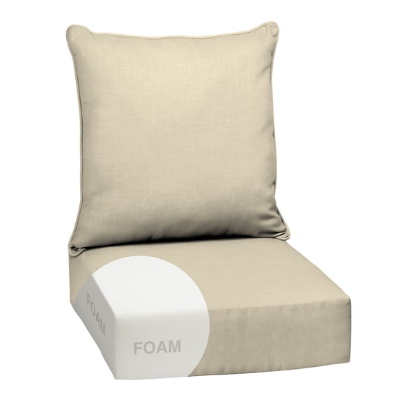 ARDEN Outdoor Foam Deep Seat Cushion Set, 24x24, Premium High-Density Foam, Never Flattens, Weather-Proof for Patio Chair Sofa Couch, Tan Leala