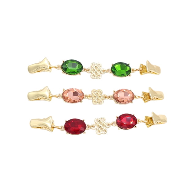 Accesorio de ropa con hebilla de rebeca de moda con clip de suéter de cristal 3 piezas (rojo, verde, rosa)