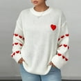 thumbnail image 7 of FNFYFH Women's Cute Heart Sweater Love Print Valentine Knitted Top Casual Crewneck Long Sleeve Oversized Sweaters Pullover, 7 of 7