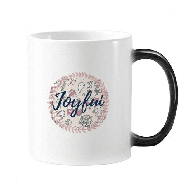 Loves Flower Paint Changing Color Mug Morphing Heat Sensitive Cup With Handles 350ml
