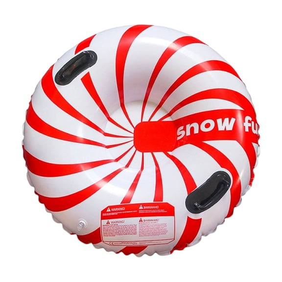 Inflatable Snow Tube, Red Stripe Pattern - Durable 400D Fabric, Reinforced Seams, Thickened Bottom, Easy Grip Handles, Quick Inflate/Deflate, Tear-Resistant - For All Ages,