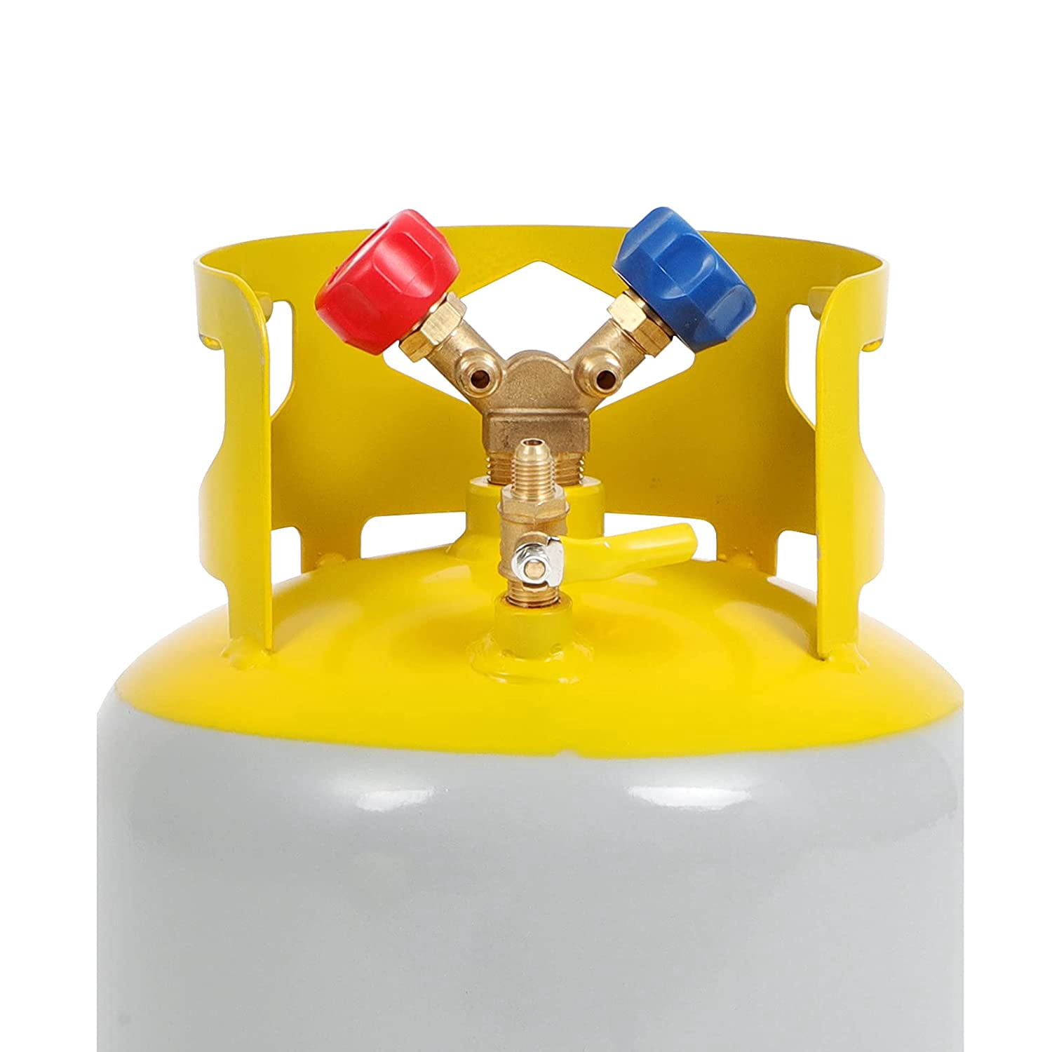 50 LB Capacity Refrigerant Recovery Tank with 1/4 SAE Y Valve Double Valve Collar Design 14 Inch Tank Reusable Save Valve