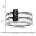 thumbnail image 6 of Sterling Silver Ss Rh Plated White Night Black & Diamond Men's Ring (Size 9) Made In India qr5508-9, 6 of 6