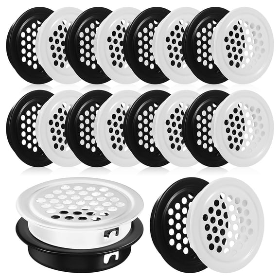IBASETOY 24Pcs Metal Soffit Vent Covers Round Air Vent Hole Mesh for Wardrobe Cabinet Furniture Use