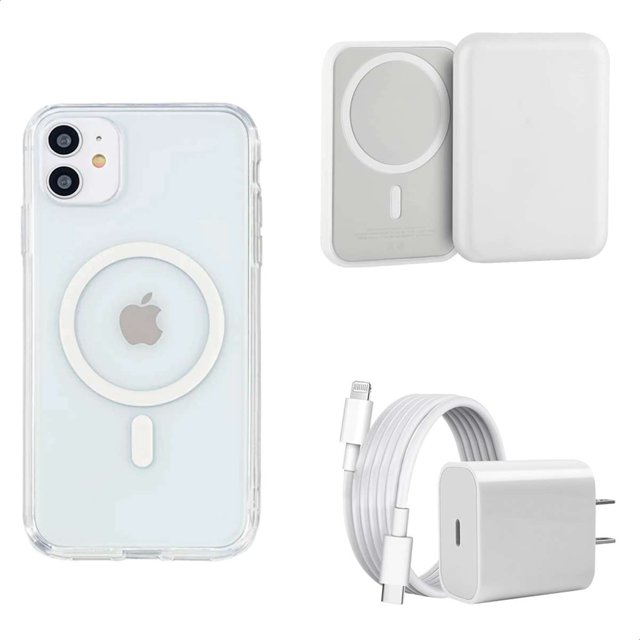 YUWY Kit Accesorios Compatibles Con MagSafe Para iPhone 12 Antigolpes Combo de Funda Batería y Cargador Para iPhone 12 Kit Accesorios Regalo Para iPhone
