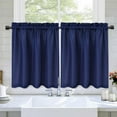 thumbnail image 1 of Haperlare Kitchen Curtains 30"W x 36"L Waffle Woven Textured Light Filtering Cafe Curtains for Bathroom, Navy Blue, 2 Panels, 1 of 8