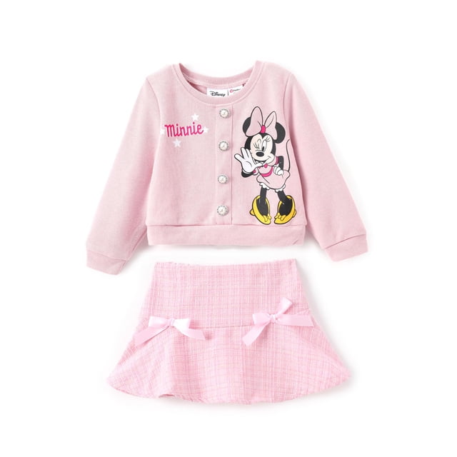 Outfit Disney Minnie Toddler Girl 3T: top rosa y falda de tweed