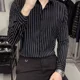 thumbnail image 5 of Camisa y blusa de hombre negra de manga larga a rayas para hombre, moda de oficina 2024, corte normal, ajustado, con mangas, 5 of 5