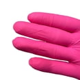 thumbnail image 2 of Guantes desechables de nitrilo fucsia, color rosa, 20/50/100 Uds., guantes de limpieza sin látex en polvo para belleza, tinte para el cabello, esteticista, salón de uñas, 2 of 5
