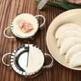 thumbnail image 3 of Small Dumpling Mold + Round Peeler + Wire Handle Roller + Stuffing Spoon Stainless Steel Dumpling Mold Set 4-piece Set, 3 of 8