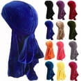 thumbnail image 3 of Unisex Men Lady Casual Velvet Silk Breathable Bandana Hat Turban Caps Doo Durag Headwear New Fashion, 3 of 3