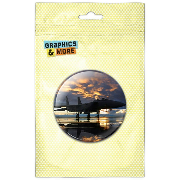 Aircraft Jet Fighter at Sunset Air Force Pinback Button Pin Badge