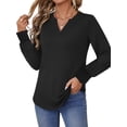 thumbnail image 3 of UVN Womens Fall Blouses Long Sleeve V neck Shirts Dressy Casual Smocked Cuffs Tunic Tops, 3 of 8