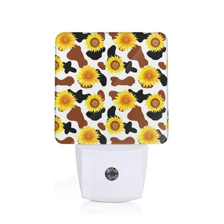 

Sigee Cow Print Sunflower for Night Lights Plug into Wall Dusk to Dawn Sensor Warm White Led Night Light 0.5W for Kid Hallway