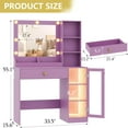 thumbnail image 6 of Fanral Vanity Set With Mirror And Lights,Makeup Vanity With Rgb Storage Cabinet & Charging Station,Dressing Desk For Women Bedroom,Purple Vanit, 6 of 7