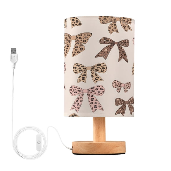 Bows Table Lamp, Fully Dimmable Nightstand Lamp with USB and Linen Fabric Shade, Modern Gifts for Bedroom, Living Room, Office