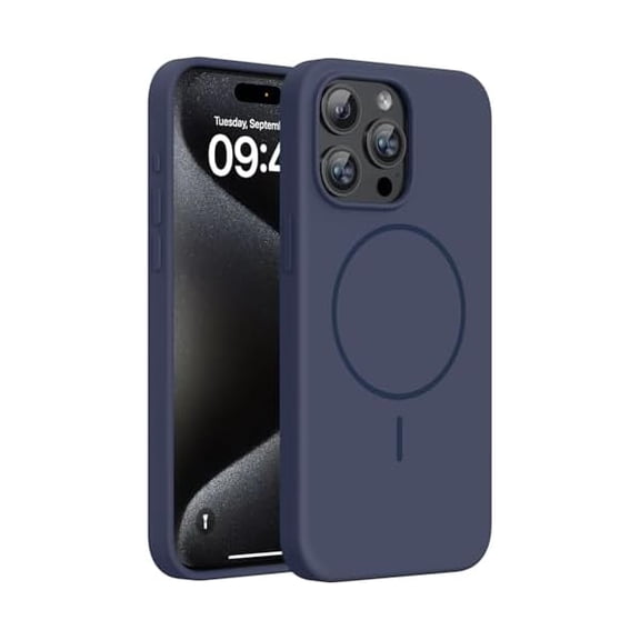 Eryueer Magnetic for iPhone 15 Pro Max Case, [Soft Anti-Scratch Microfiber Lining], Compatible with MagSafe, Liquid Silicone Case Shockproof Drop Protection Phone Case for 15 ProMax, Dark Blue