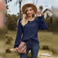 thumbnail image 4 of IWEMEK Long Sleeve Blouses for Women Winter Crew-Neck Solid Comfort Color Shirts Fashion Elegant Navyblue Tunic Tee 2025, 4 of 7