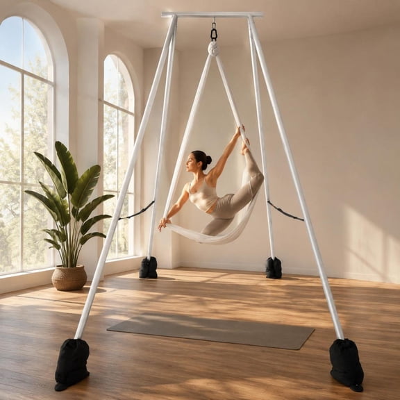 Aerial Yoga Stand Frame, 9.6 ft Triangular Structure Rig, Non-Slip Base, 551.2 lbs Capacity, Detachable HM-559N