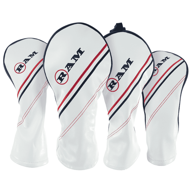 RAM FX GOLF CLUB HEADCOVERS For DRIVER, WOODS and HYBRID, WHITE (135
