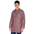 thumbnail image 1 of Chemise Kurta Courte en Coton pour Hommes Robe Mode Indienne (Bordeaux, L), 1 of 4