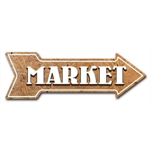 SignMission 8 x 24 in. Indoor & Outdoor Decor Direction Sticker Vinyl Wall Decals - Market - 24 in.