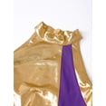 thumbnail image 4 of renvena Kids Girls Halter Metallic Praise Overlay Dress Chiffon Patchwork Lyrical Dance A Dark Purple 12, 4 of 7