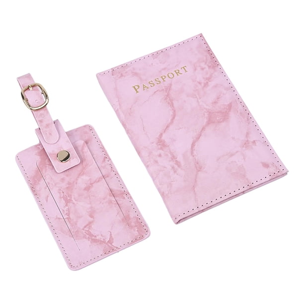 Funda y etiqueta para equipaje, tarjetero, billetera de piel sintética para hombre. Rosado