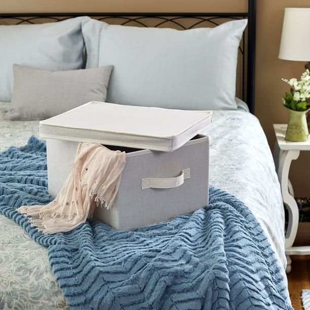 Household Essentials Large Canvas Storage Box With Lid Com Large Canvas Storage Box, Large Canvas Storage Bin With Lid