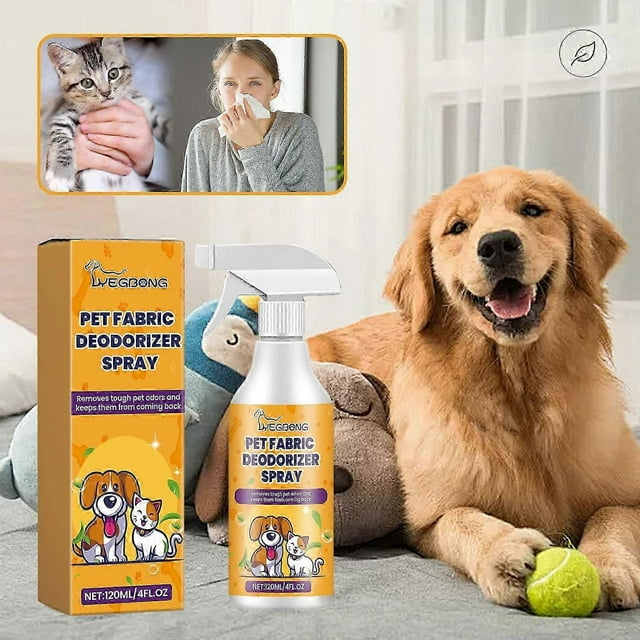 Pet Fabric Deodorizer Spray, 120ml Fabric Spray, Odor Fighter for Strong Odor, Refresher Spray with Clean Scent