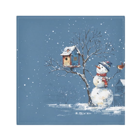 Napkin Satin Napkin 20*20 Inchx1 Kitchen Towel Dinner Plate Towel Decorative Towel Napkin Tea Towel Suitable For Kitchen Table Christmas Snowman and Bird Cartoon