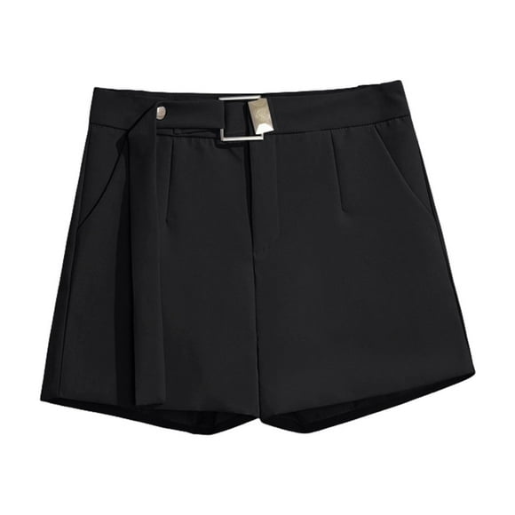 Yubnlvae Women's High Waisted Suit Shorts 2025 - Summer Thin Loose A-Line Wide Leg Casual Office Pants - Black Grey Pink Trousers for Work & Travel (S-XXXXXL) (Black | L)