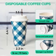 VPLUS 70 Pack 16 oz Paper Coffee Cups, Disposable Paper Cups with Lids and Stirrers