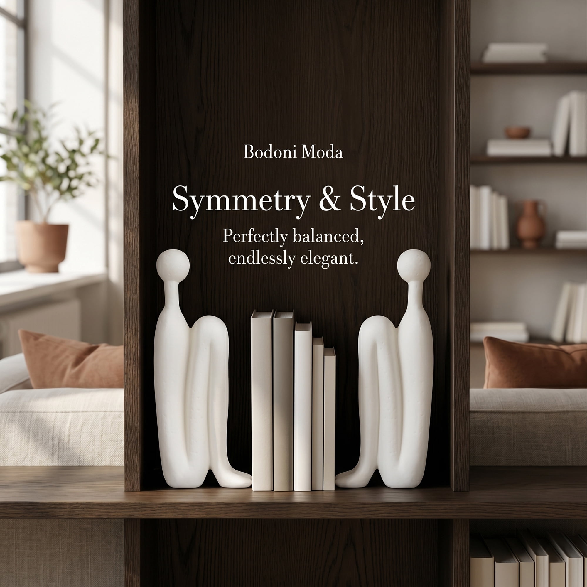 Unique Bargains Human Figure Bookends, Thinking Man Statue Decorative Book Ends Creamy White 4.3"x2"x11"