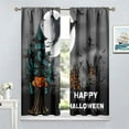 thumbnail image 3 of Halloween Curtains for Living Room Pumpkins Castle Moon Bat Tree Witches Printed Blackout Rod Pocket Window Drapes for Bedroom Kitchen Halloween Decor W52 xL84(Blackout, 3 of 6