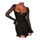 thumbnail image 1 of VISgogo Vestido de primavera con volantes para mujer, cuello cuadrado de color sólido, manga larga acampanada, bodycon de una pieza para damas, negro/rosa/azul VISgogo  moda, 1 of 9