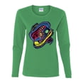 thumbnail image 2 of Wild Bobby, Colorful Sneakers Chucks Streetwear Womens Graphic Long Sleeve T-Shirt, Kelly, 2XL, 2 of 3