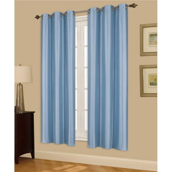 1 PAIR LIGHT BLUE BLACKOUT ENERGY EFFICIENT THERMAL PANEL WINDOW GROMMET DRAPE LIGHT FILTERING SIZE 35" WIDE X 63" LENGTH EACH PANEL