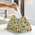 thumbnail image 5 of Kdxio Blue White Striped Sunflower A Print Tissue Box Cover,Modern PU Leather Rectangular Tissue Box Holder for Bathroom Living Room Bedroom Office Desk Car Home, 5 of 6
