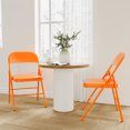 thumbnail image 4 of EastVita Set of 2 Folding Chairs,PU Upholstered Foldable Metal Frame,Portable Beige Folding Chairs,Hold Up to 350 lbs,Orange, 4 of 8