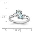 thumbnail image 2 of White Sterling Silver Ring Band Gemstone Aquamarine Heart Blue, 2 of 2