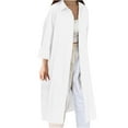 thumbnail image 2 of Women's Linen Button Down Shirt Dress Long Sleeve Solid Color Tunics Loose Casual Lapel Long Blouses Tops (XL, White), 2 of 4