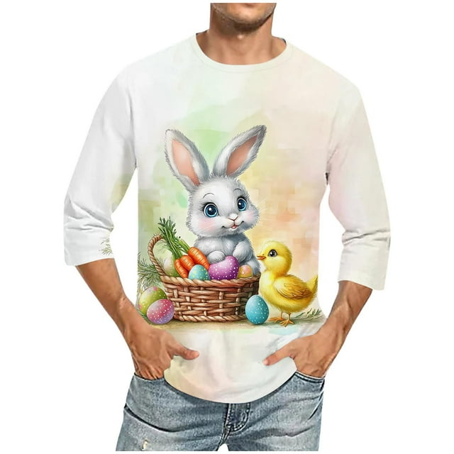 Blusas y camisas de manga larga con cuello redondo para hombre, blusa informal con estampado de cuello redondo y manga corta, blusa estampada para hombre